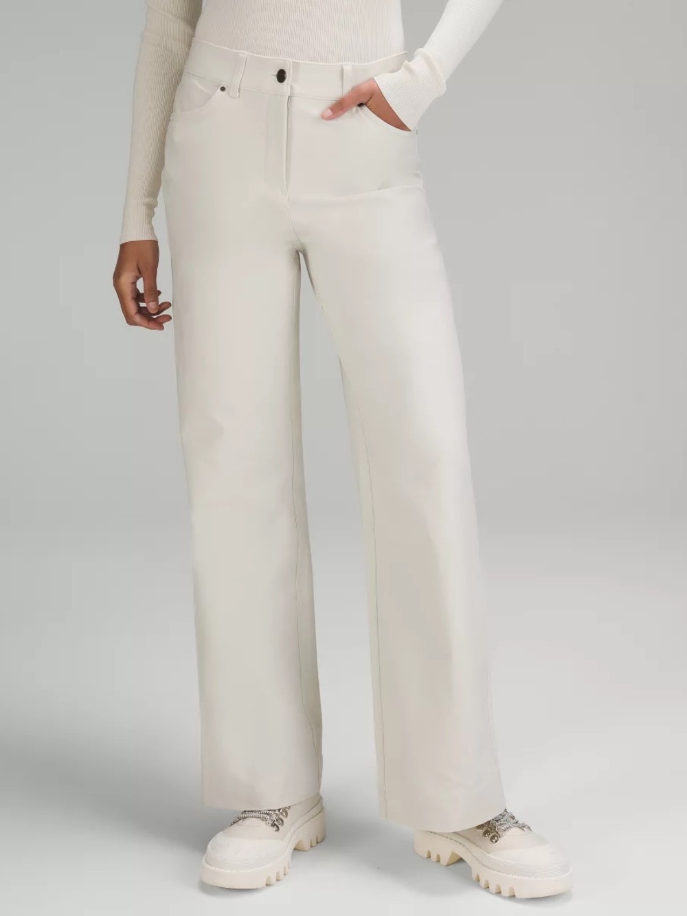 Lululemon City Sleek HR Wide-Leg 5 Pocket Pant Light Utilitech Natural Ivory 29